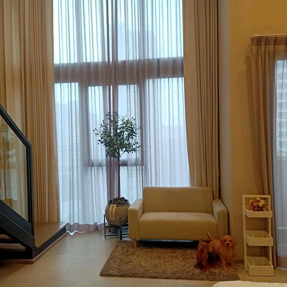 Condo for rent @Cooper Siam, 5th floor, size 51.90 sq m., 2-story condo, Loft Style, complete furniture and electrical appliances.