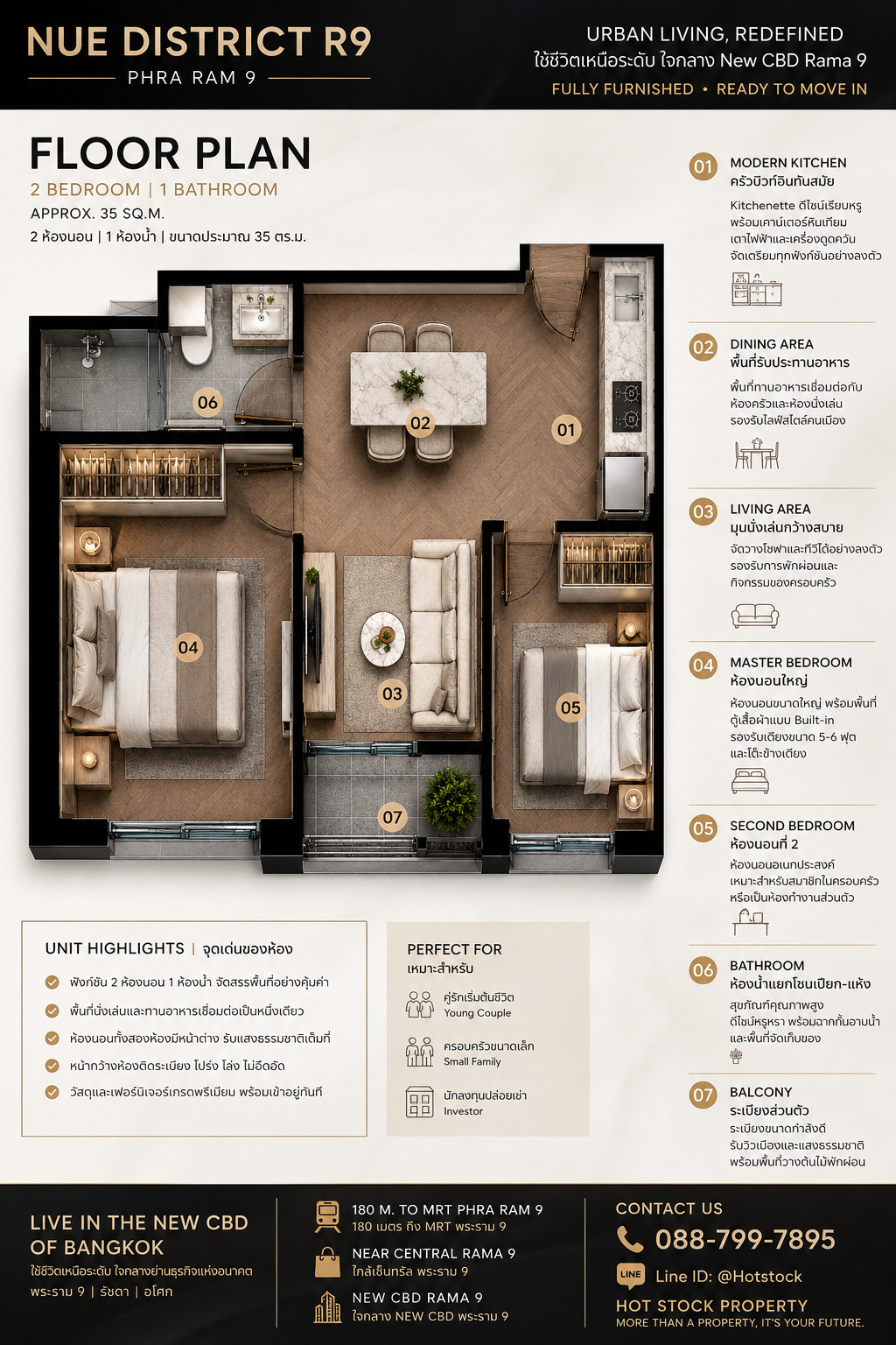 🔥 𝐇𝐎𝐓 𝐃𝐄𝐀𝐋 พระราม 9 🔥 | 𝐍𝐔𝐄 𝐃𝐈𝐒𝐓𝐑𝐈𝐂𝐓 𝐑𝟗 2 ห้องนอน ใจกลาง New CBD พร้อมอยู่ครบทั้งเฟอร์นิเจอร์และเครื่องใช้ไฟฟ้า ในราคาเพียง 5.30 ล้านบาท 💎 📱 088-799-7895 – รูปที่ 3