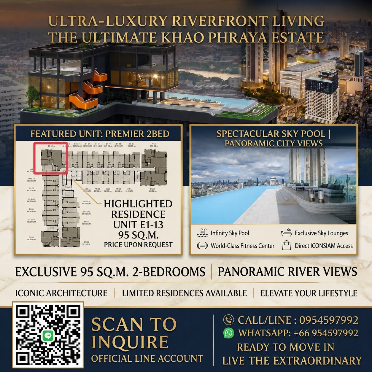 🔥For Sale📍Rhythm charoennakhon iconic 2 bedrooms 95 Sq.M. Selling Price : 16,290,000 Call/Line: 0954597992