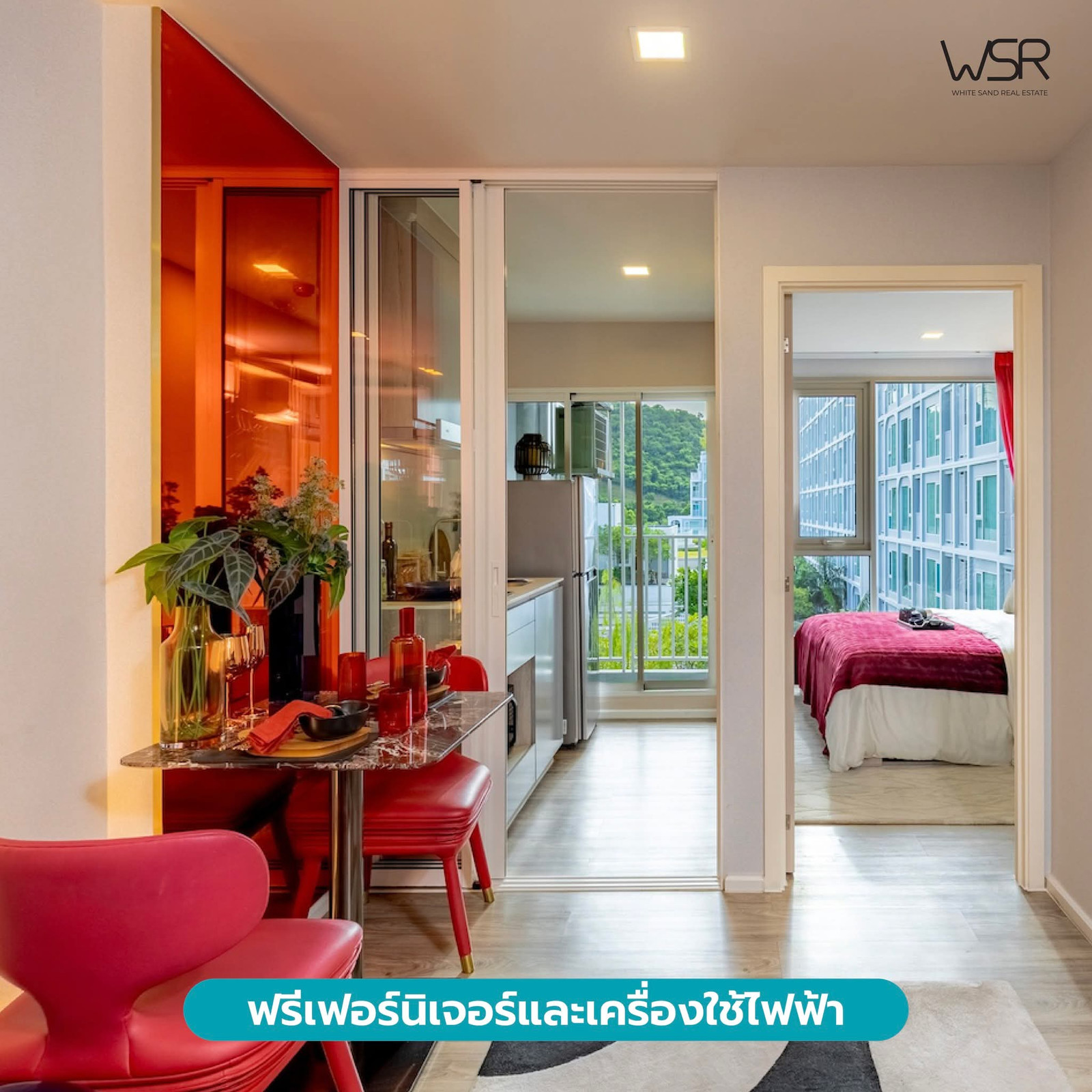 Atmoz Serene Sriracha, a condo worth investing in, opposite Kasetsart University, Sriracha, fully furnished, central area, 3 floors, starting at 1.59 million baht. Call 093-1681685 Line: @condowsr