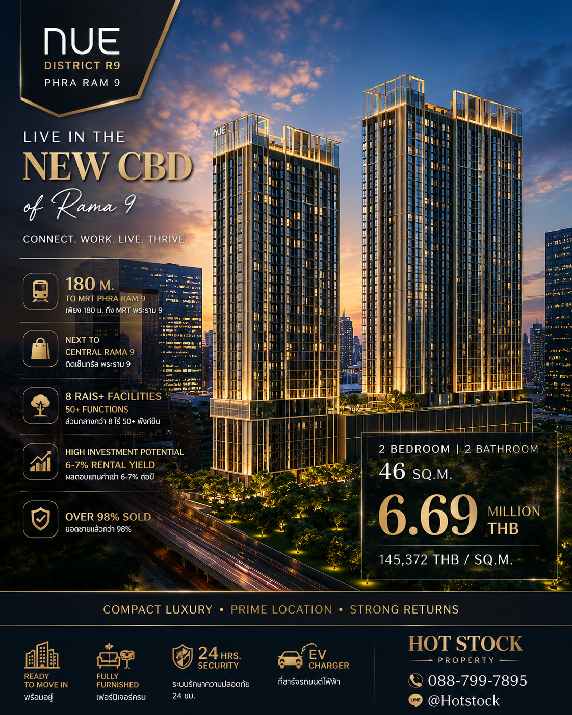 🔥 𝐍𝐄𝐖 𝐂𝐁𝐃 𝐇𝐎𝐓 𝐃𝐄𝐀𝐋 🔥 𝐍𝐔𝐄 𝐃𝐈𝐒𝐓𝐑𝐈𝐂𝐓 𝐑𝟗 In the middle of Rama 9, walk near MRT Rama 9, only about 180 m. | 𝟐 Bedroom, 𝟐 Bath, 𝟒𝟔 sq m. Full functions, worth it both for living and as an investment 💎 📱 088-799-7895 🔥 𝐍𝐄𝐖 𝐂𝐁𝐃 𝐇𝐎𝐓 𝐃𝐄𝐀𝐋 🔥 𝐍𝐔𝐄 𝐃𝐈𝐒𝐓𝐑𝐈𝐂𝐓 𝐑𝟗 In the middle of Rama 9, walk near MRT Rama 9, only about 180 m. | 𝟐 Bedroom, 𝟐 Bath, 𝟒𝟔 sq m. Full functions, worth it both for living and as an investment 💎 📱 088-799-7895
