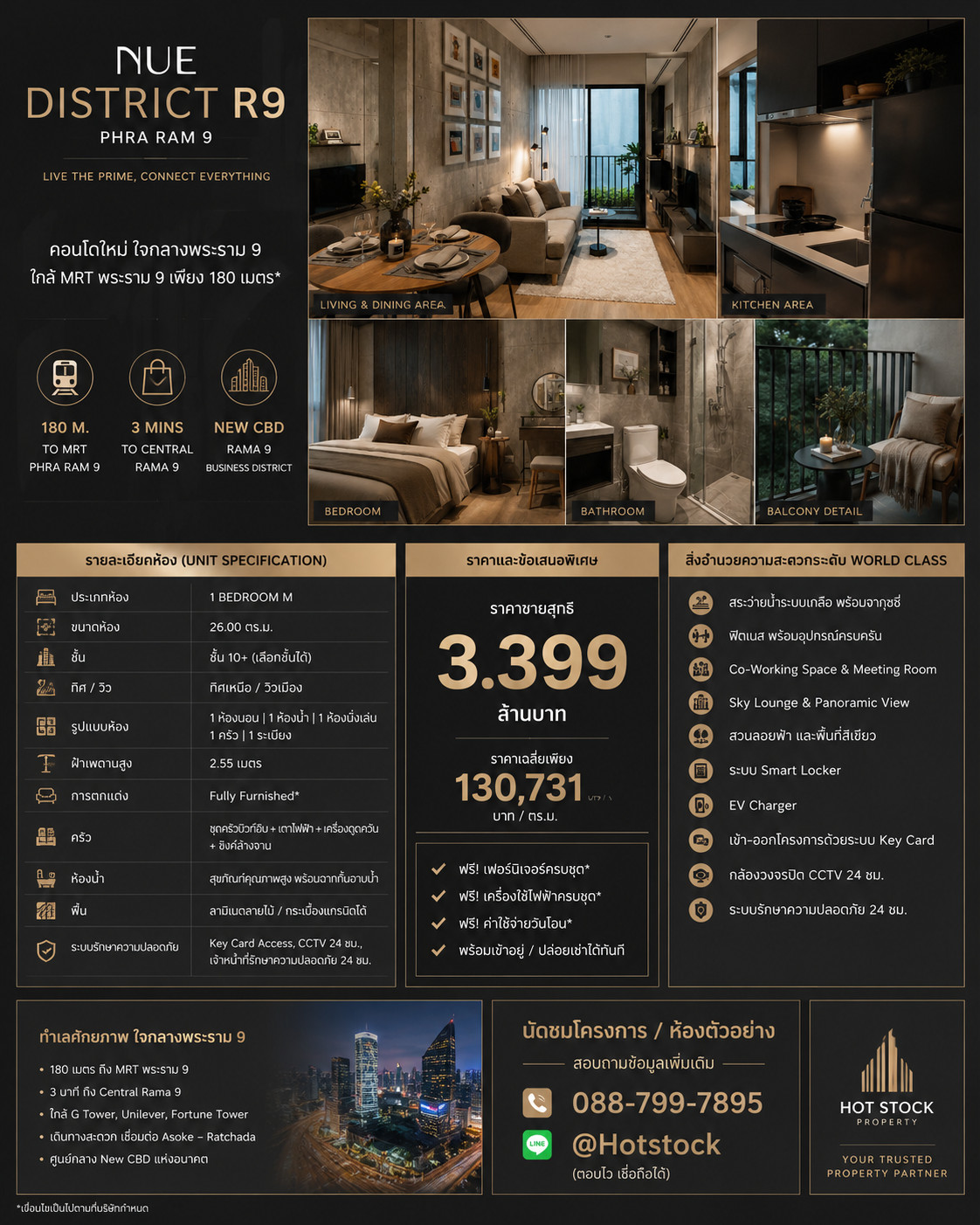 🔥 𝐍𝐄𝐖 𝐇𝐎𝐓 𝐃𝐄𝐀𝐋 🔥 | 𝐍𝐔𝐄 𝐃𝐈𝐒𝐓𝐑𝐈𝐂𝐓 𝐑𝟗 ใจกลางพระราม 9! 𝟏 𝐁𝐞𝐝𝐫𝐨𝐨𝐦 𝐌 𝟐𝟔 ตร.ม. เพียง 𝟑.𝟑𝟗𝟗 ล้าน ✨ 📱 088-799-7895 – รูปที่ 2