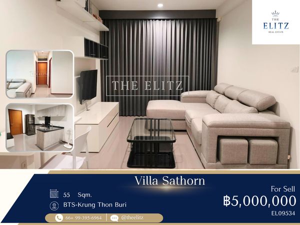 ✨ Rare Item for Sale! Newly renovated extra-large layout in a prime rare position | Ultra-convenient location just steps (0-m step) to BTS Krung Thon Buri & direct access to Sathorn CBD ✨