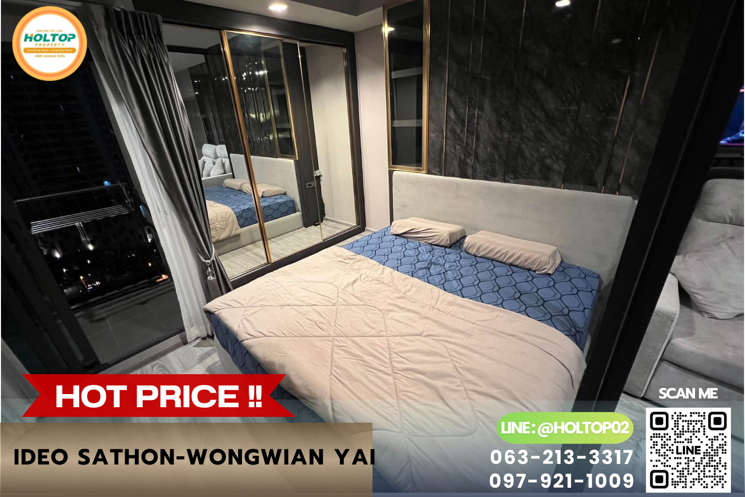 #E1425💕310869ให้เช่าคอนโด   Ideo Sathon-Wongwian Yai 