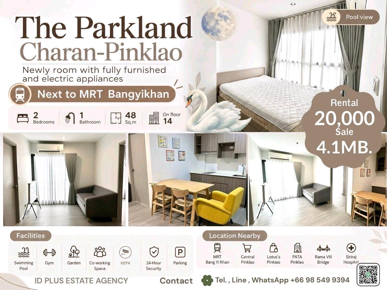 🏢 Condo room for Rent | Parkland Charan-Pinklao @ Next to MRT BangYiKhan @ 📍 Location: Charan-Pinklao 💰 Rental price: 20k. or Sale for 4.1 MB. 📐 Size: 47 sq.m 🛏️ Type: 2 bedrooms 1 bathroom 🏙️ Floor: 14 🏢 Condo room for Rent | Parkland Charan-Pinklao @ Next to MRT BangYiKhan @ 📍 Location: Charan-Pinklao 💰 Rental price: 20k. or Sale for 4.1 MB. 📐 Size: 47 sq.m 🛏️ Type: 2 bedrooms 1 bathroom 🏙️ Floor: 14