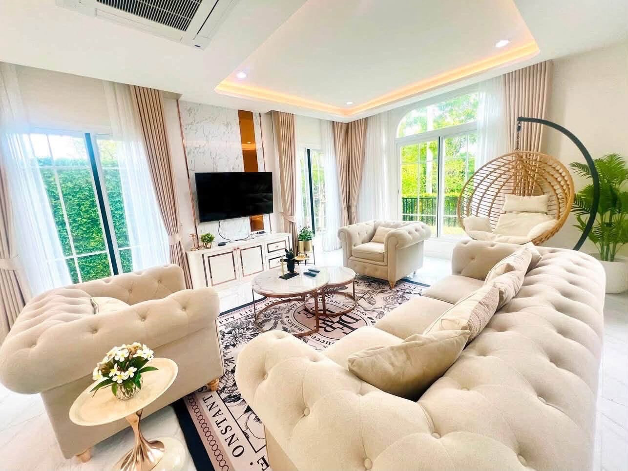 🏠💙 150,000.- Grandio บางนา กม.5 (Grandio Bangna Km.5) 🏢 📍 บ้านเดี่ยวหรูหลังมุม Private Zone | เฟอร์และเครื่องใช้ไฟฟ้าครบ | ทำเลบางนา กม.5 ✨ ☁️ 4 ห้องนอน 5 ห้องน้ำ | 1 ห้องแม่บ้าน | ฟรีค่าส่วนกลางและบริการดูแล 💎 – รูปที่ 3