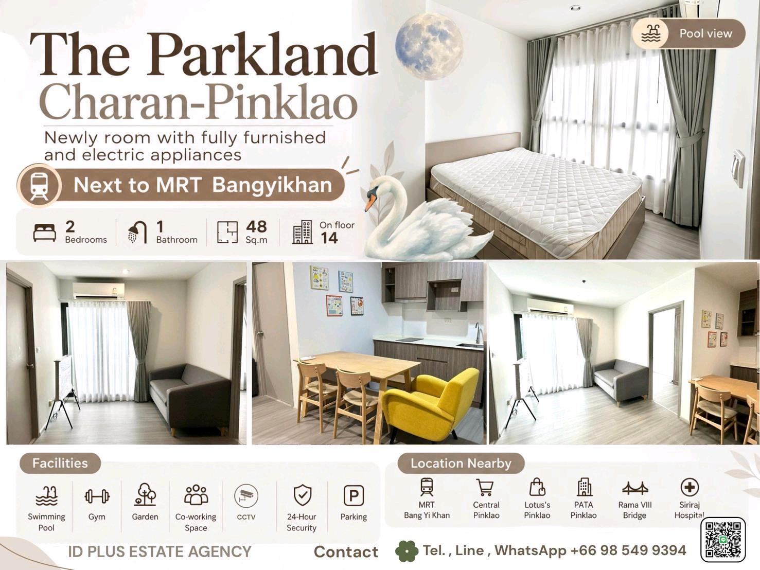 🏢 Condo room for Rent | Parkland Charan-Pinklao @ Next to MRT BangYiKhan @ 📍 Location: Charan-Pinklao 💰 Rental price: 20k. or Sale for 4.3 MB. 📐 Size: 47 sq.m 🛏️ Type: 2 bedrooms 1 bathroom 🏙️ Floor: 14 🏢 Condo room for Rent | Parkland Charan-Pinklao @ Next to MRT BangYiKhan @ 📍 Location: Charan-Pinklao 💰 Rental price: 20k. or Sale for 4.3 MB. 📐 Size: 47 sq.m 🛏️ Type: 2 bedrooms 1 bathroom 🏙️ Floor: 14