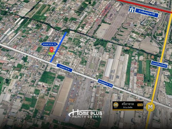 ที่ดินถมแล้ว 100 ตารางวา ซอยลาซาล 73 ( พร้อมบ้าน ) ถนนสุขุมวิท 105 ใกล้รถไฟฟ้า สถานีศรีลาซาล เขตบางนา กรุงเทพมหานคร