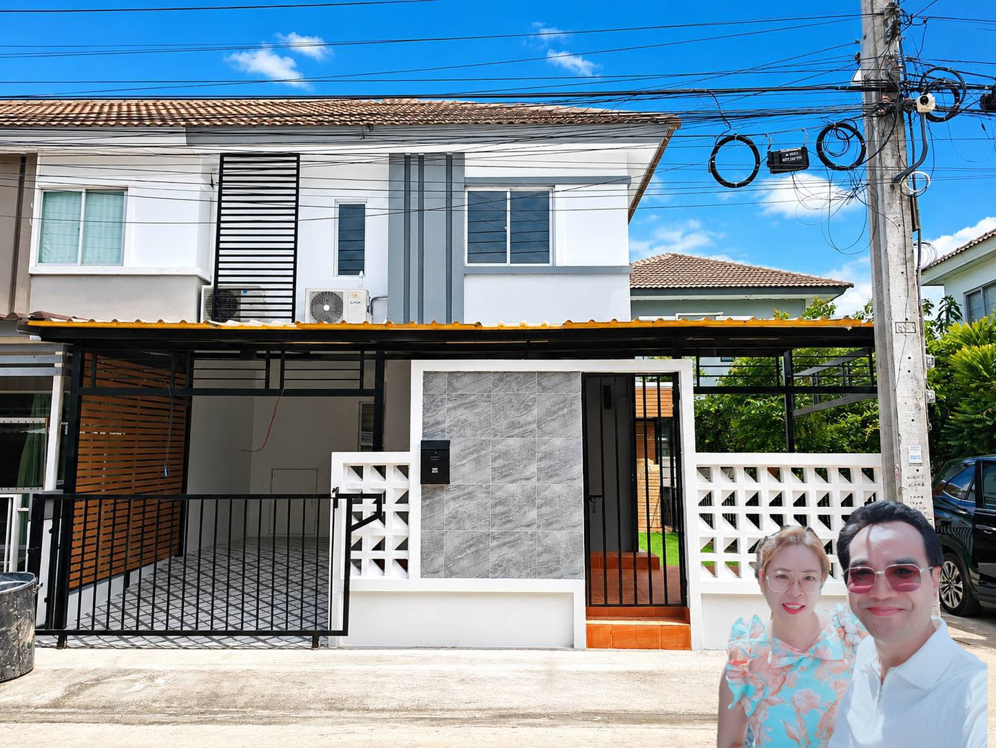 🏡 Pruksa 85 behind Wat Nam Daeng #behind the corner, 2 air conditioners, furniture as shown in the picture, pump, water tank, free transfer, newly renovated, beautiful.