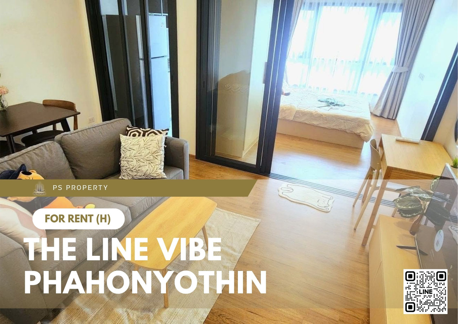 For Rent ✨ THE LINE VIBE Phahonyothin ✨ Fully furnished and equipped with appliances; near BTS Ha Yaek Lat Phrao.
