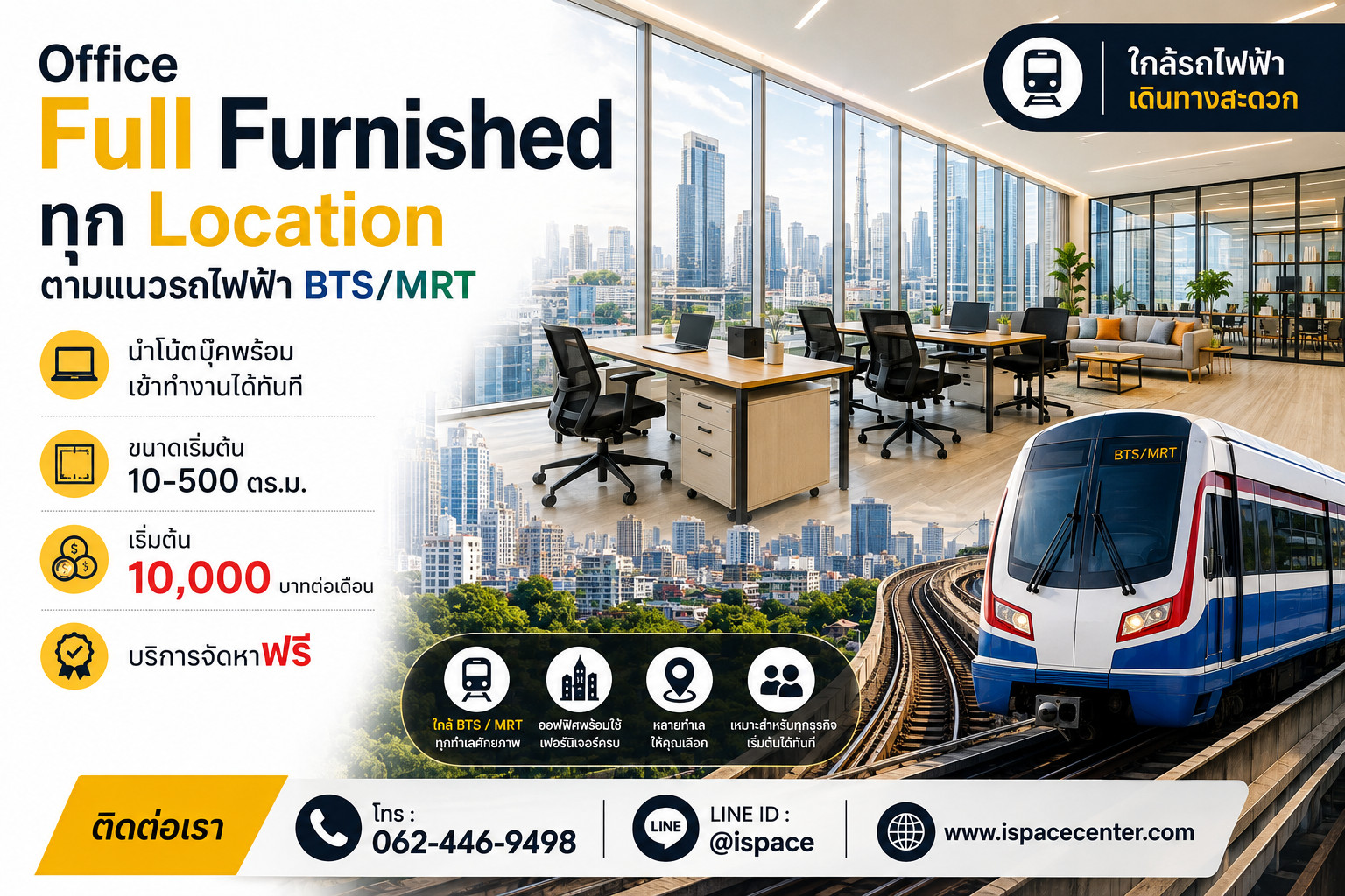 Office Full Furnished โซนชิดลม-เพลินจิต และ Locations อื่นๆแนว BTS/MRT เริ่ม 40-500 ตร.ม. ห้องตกแต่งแล้ว กั้นห้องประชุมให้แล้ว พร้อมเข้าทำงาน ใจกลางเมืองย่านธุรกิจ 