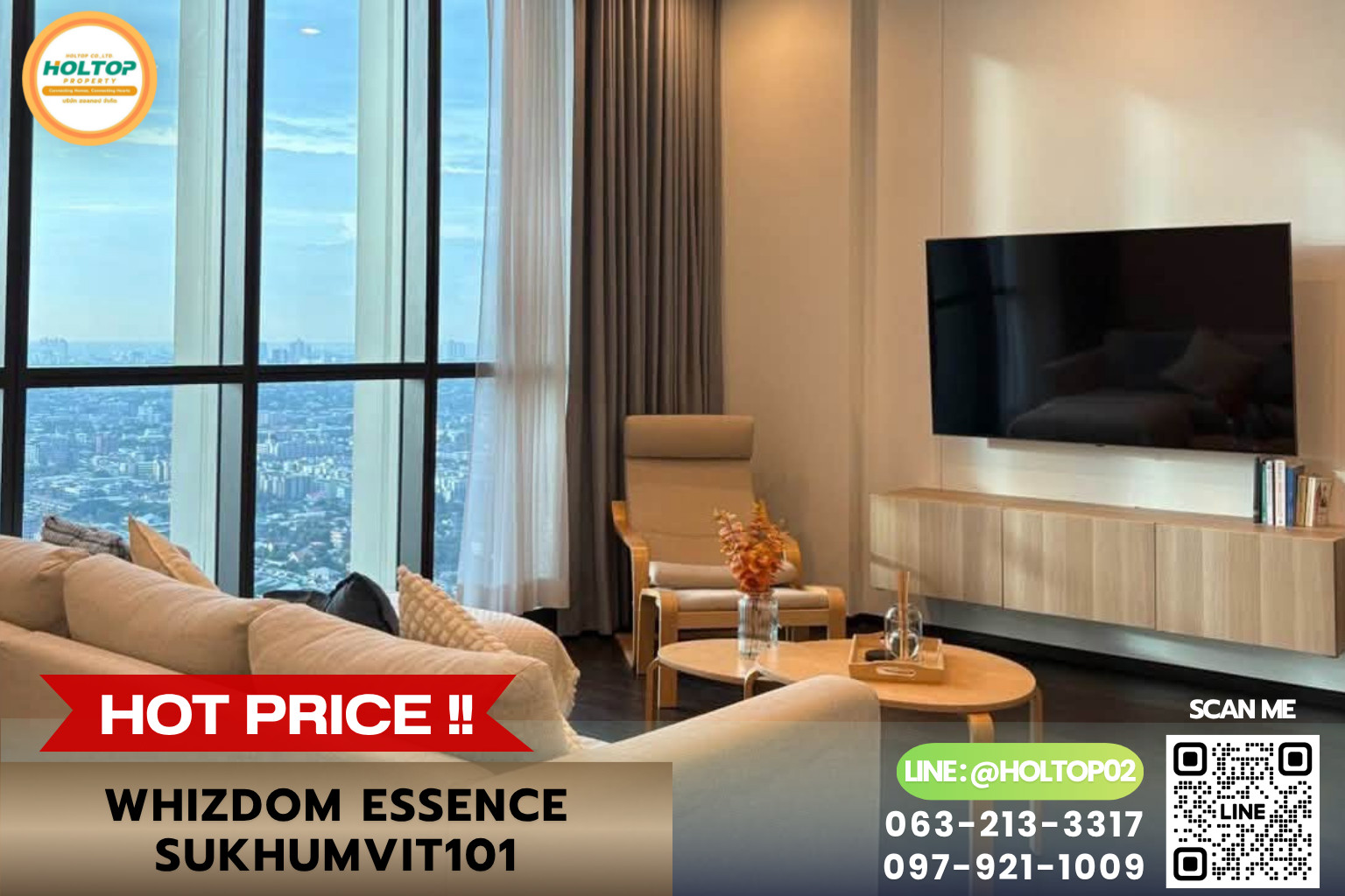 #E1464💕020969For Rent Condominium Whizdom Essence Sukhumvit 101
