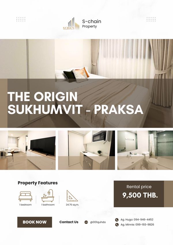 🌇✨ High view room, 33rd floor, beautiful view, low price 🔥 The Origin Sukhumvit-Paksa ✨ NO-021