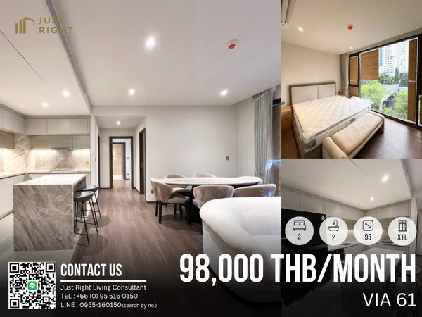 ให้เช่า VIA 61 2 ห้องนอน 2 ห้องน้ำ ขนาด 93 sqm Pet-Freindly ค่าเช่าลดพิเศษจาก 130,000 เหลือเพียง 98,000 บาท/ เดือน สัญญา 6 เดือนเท่านั้น 