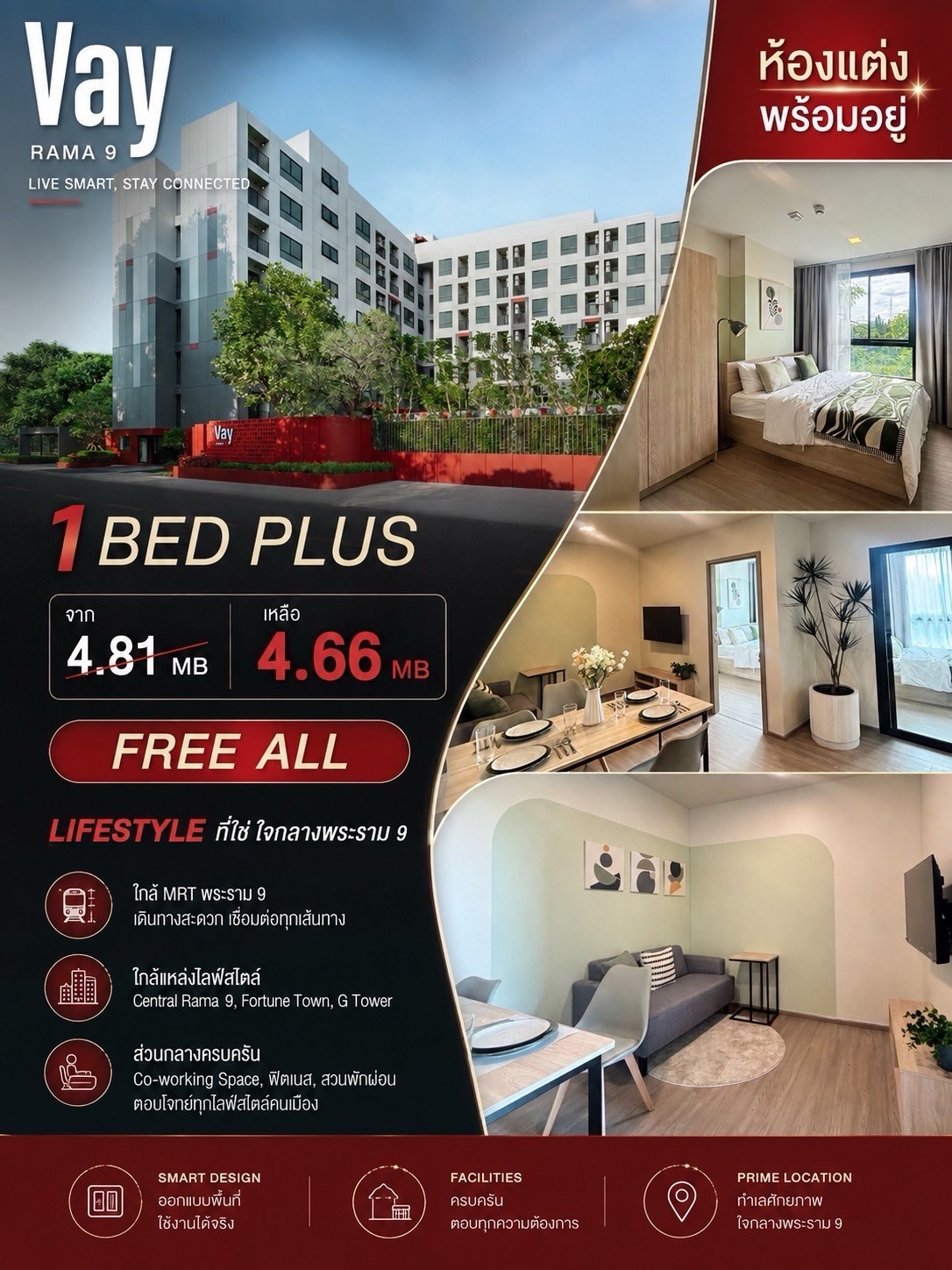 ขายคอนโดใหม่! Vay Rama 9 | 1 Bedroom Plus ห้องแต่งครบ พร้อมอยู่ – รูปที่ 2