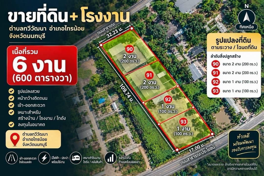ขายที่ดิน + โรงงาน 1 ไร่ 2 งาน (ทำเล เข้าซอย วัดลาดปลาดุก ต.ทวีวัฒนา- ไทรน้อย) ขายที่ดิน + โรงงาน 1 ไร่ 2 งาน (ทำเล เข้าซอย วัดลาดปลาดุก ต.ทวีวัฒนา- ไทรน้อย)