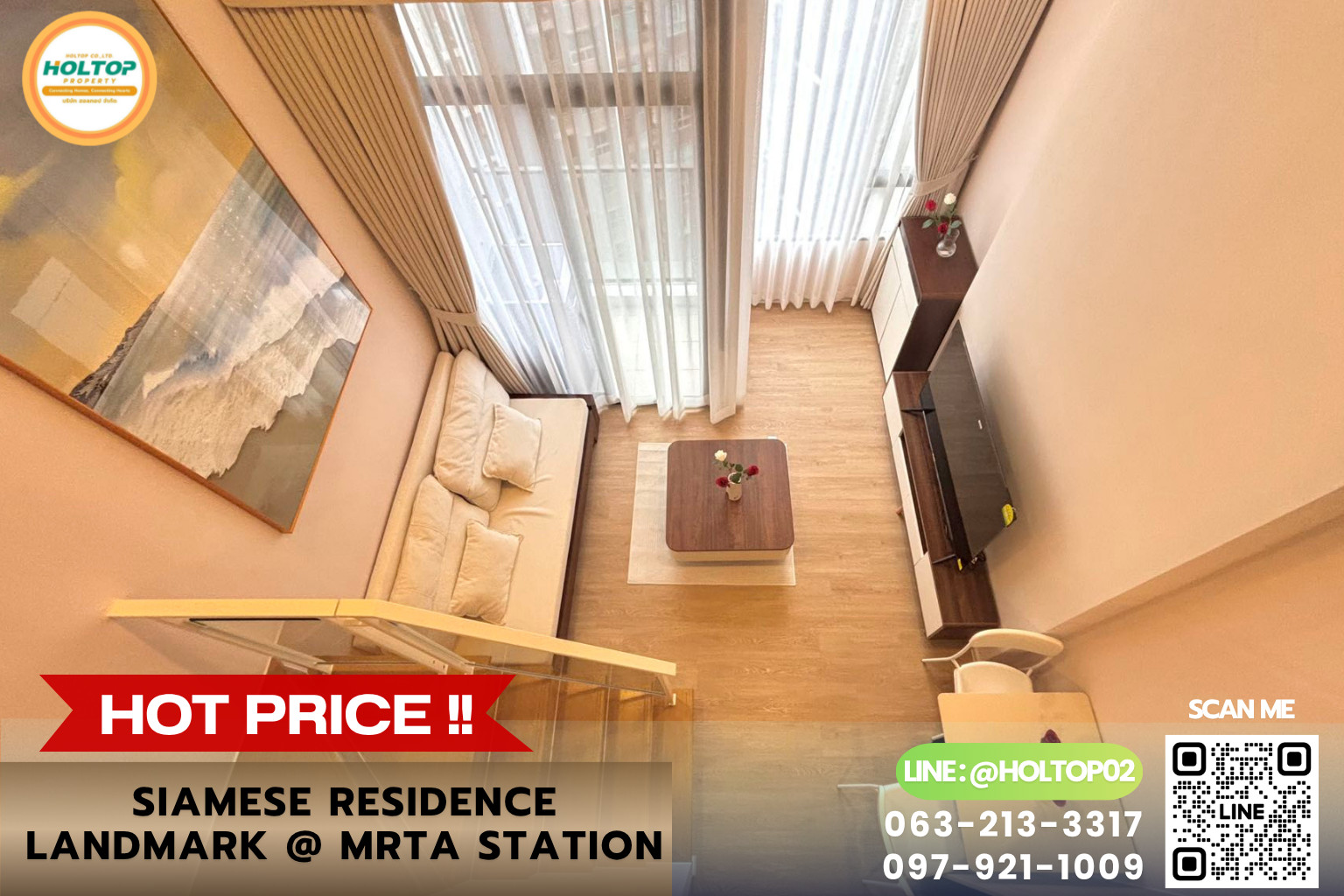 #E1528💕070969For Rent Condo Siamese residence landmark @ MRTA station