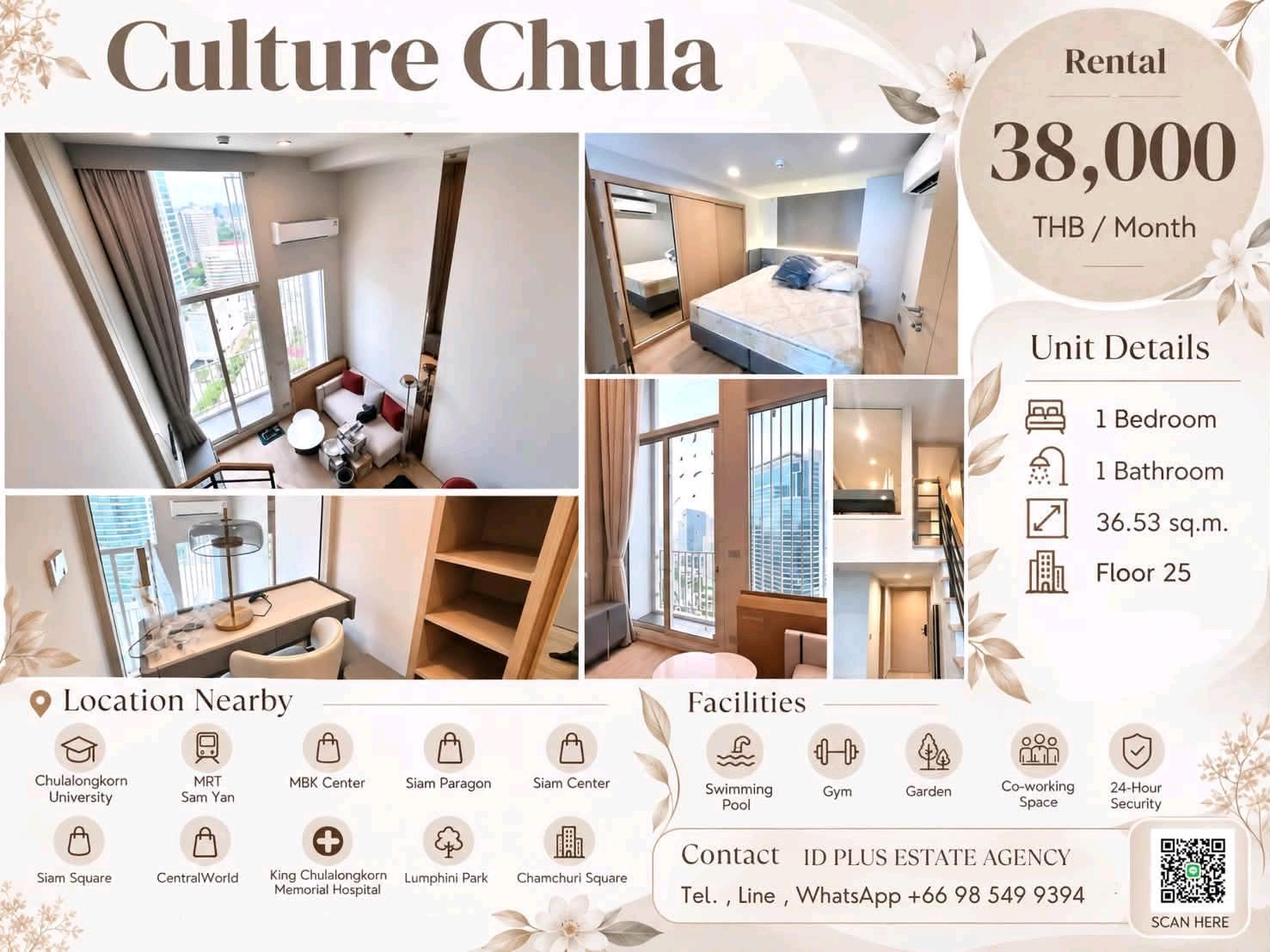 🏢 Condo room for Rent | Culture Chula @ 🚶🏻♂️walk few mins. to MRT Samyan @ 📍 Location: Chula-Samyan 💰 Rental Price: 38k. 📐 Size: 36.53 sq.m 🛏️ Type: 1 bedroom 1 bathroom 🏙️ Floor: 25 (rama 4 view) 🏢 Condo room for Rent | Culture Chula @ 🚶🏻♂️walk few mins. to MRT Samyan @ 📍 Location: Chula-Samyan 💰 Rental Price: 38k. 📐 Size: 36.53 sq.m 🛏️ Type: 1 bedroom 1 bathroom 🏙️ Floor: 25 (rama 4 view)