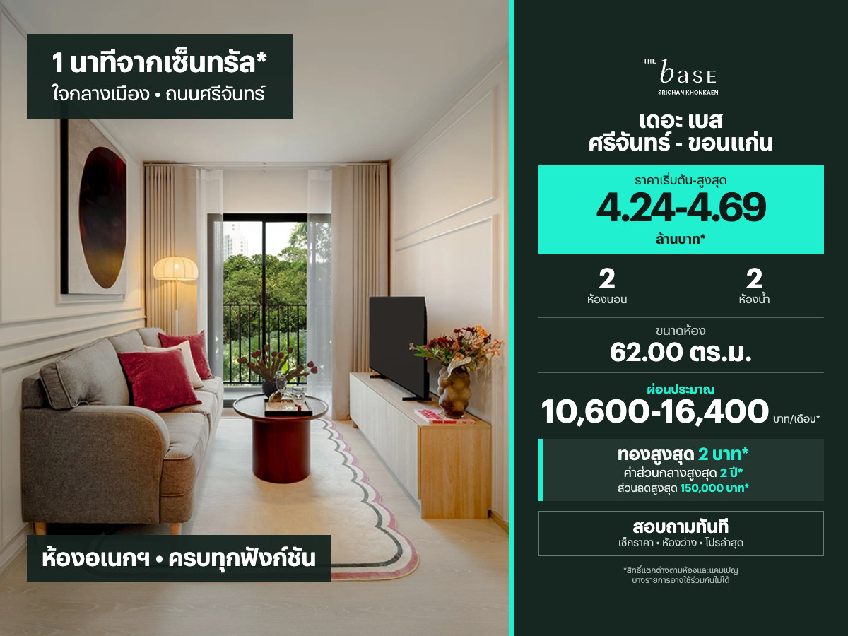 THE BASE Srichan - Khonkaen for sale | 62.00 sq.m. THE BASE Srichan - Khonkaen for sale | 62.00 sq.m.