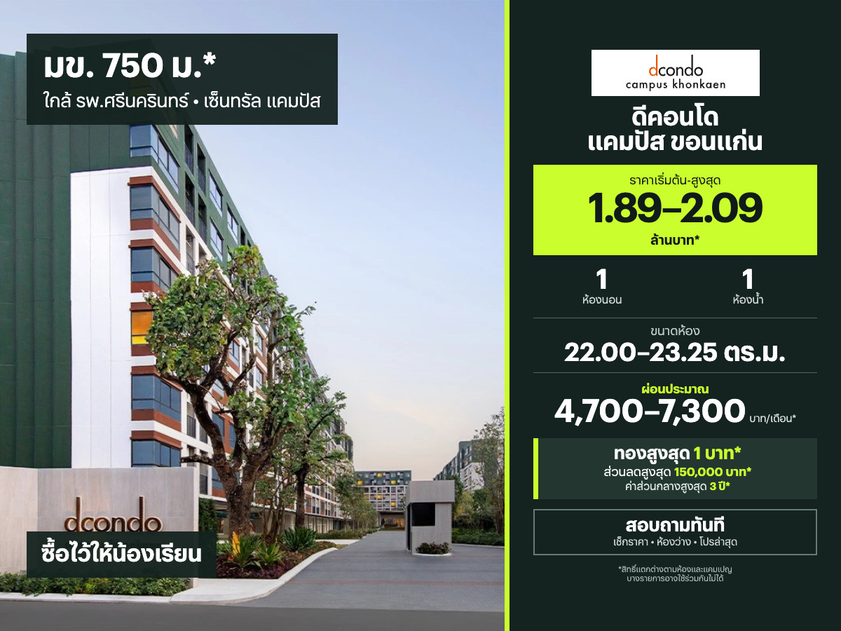 Dcondo Campus Khon Kaen for sale | 22.00–23.25 sq.m.
