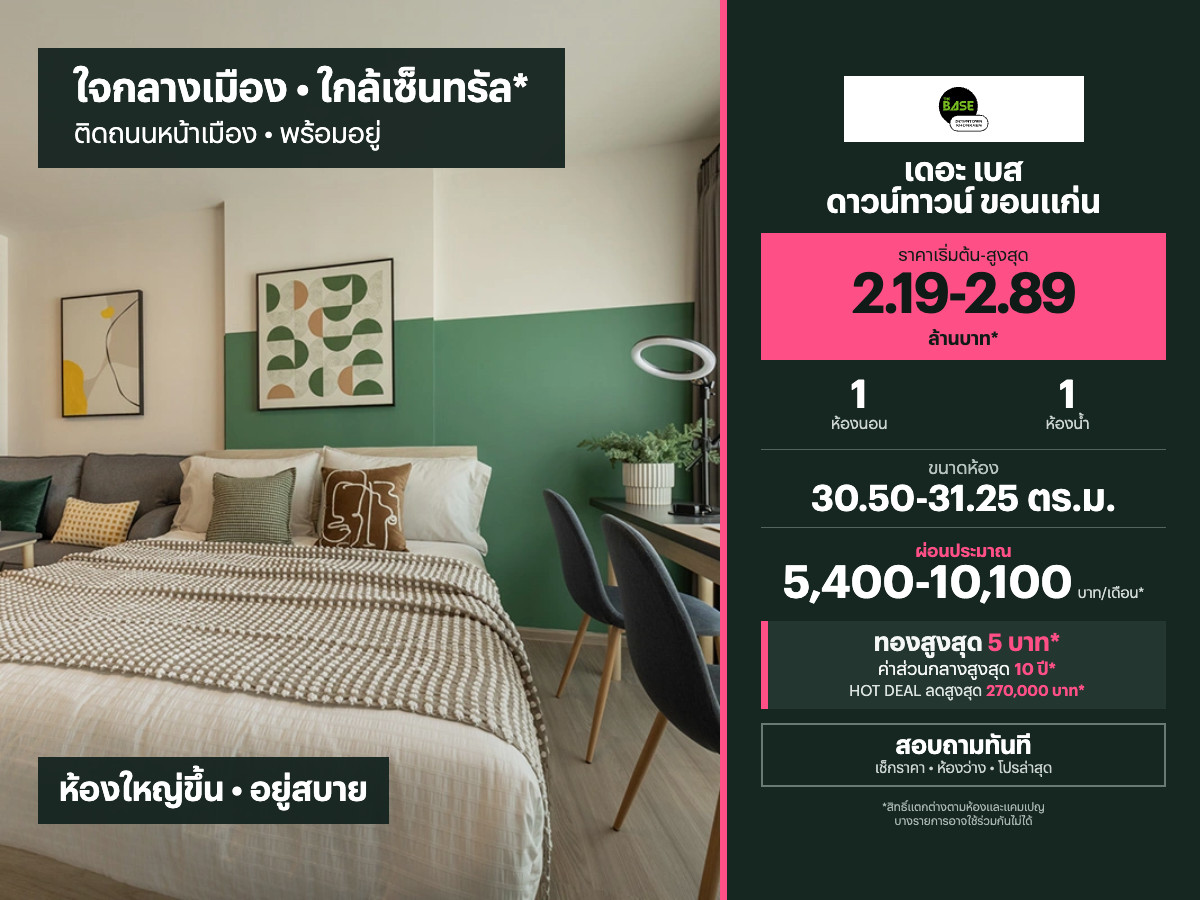 THE BASE Downtown Khonkaen for sale | 30.50-31.25 sq.m. THE BASE Downtown Khonkaen for sale | 30.50-31.25 sq.m.