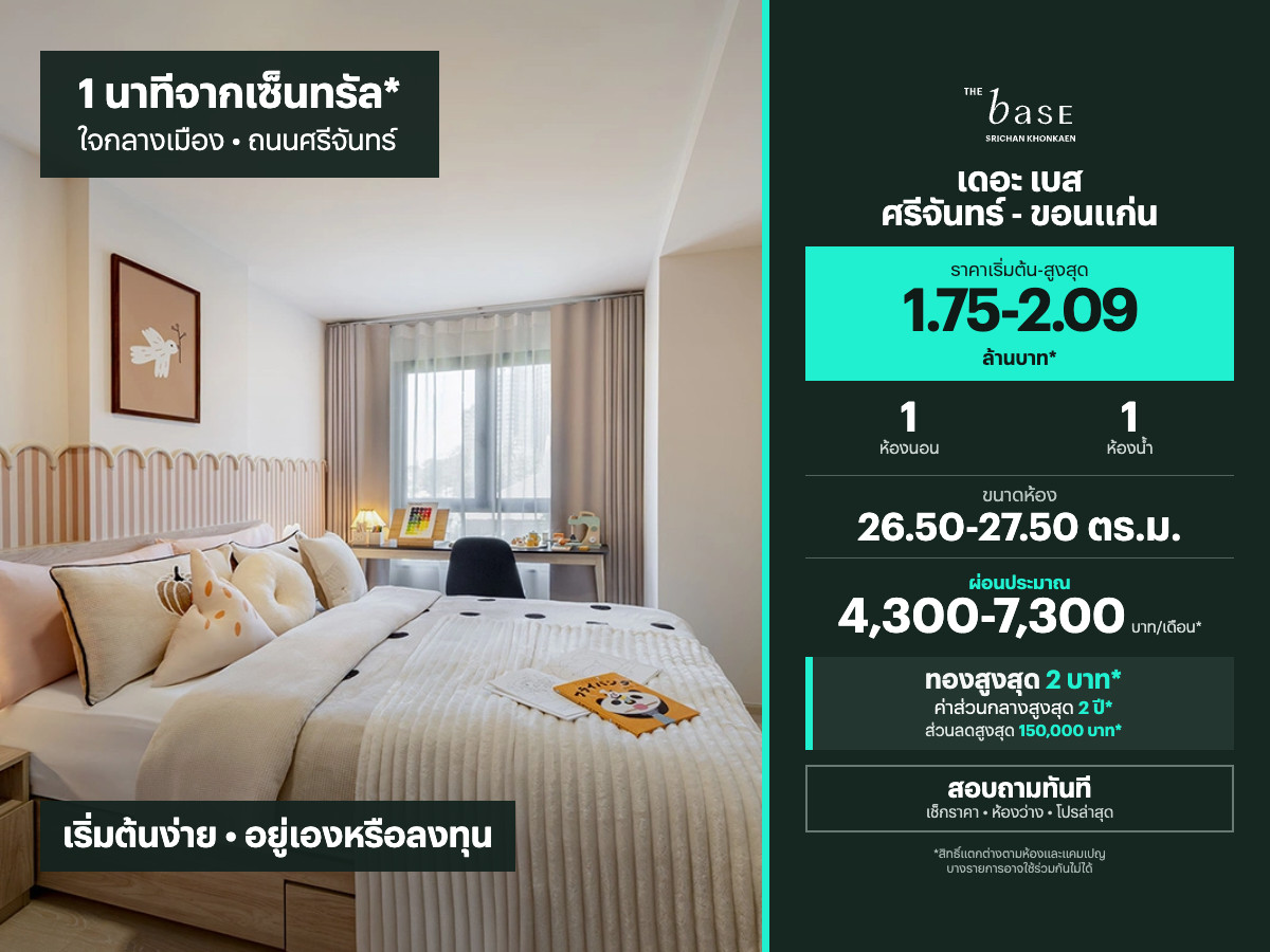 THE BASE Srichan - Khonkaen for sale | 26.50-27.50 sq.m. THE BASE Srichan - Khonkaen for sale | 26.50-27.50 sq.m.