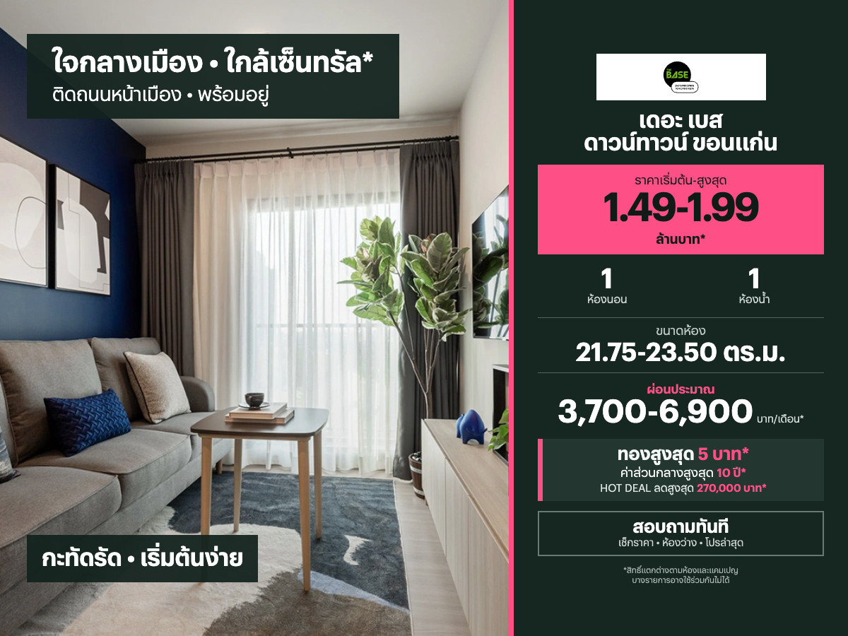THE BASE Downtown Khonkaen for sale | 21.75-23.50 sq.m. THE BASE Downtown Khonkaen for sale | 21.75-23.50 sq.m.