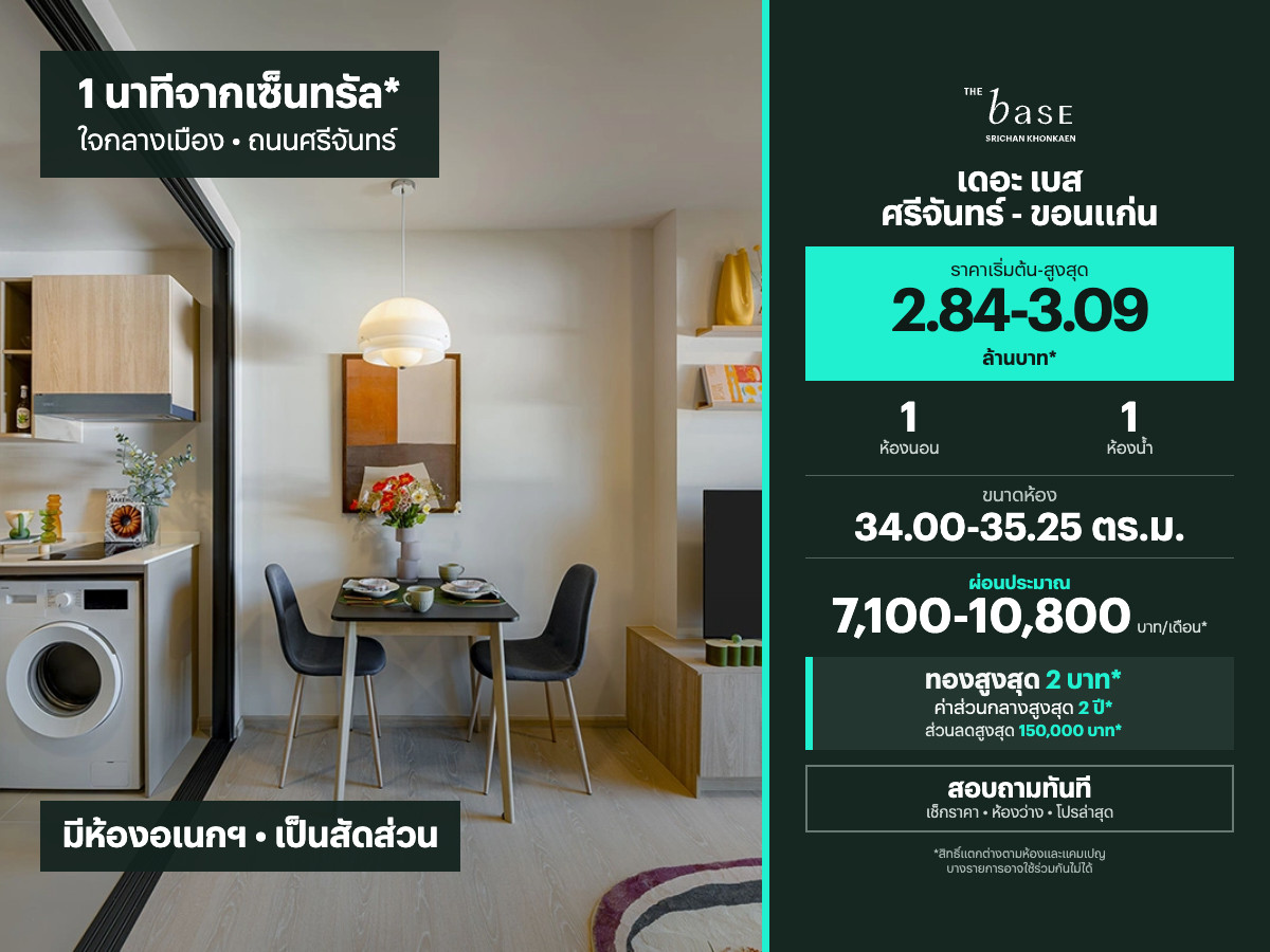 THE BASE Srichan - Khonkaen for sale | 34.00-35.25 sq.m. THE BASE Srichan - Khonkaen for sale | 34.00-35.25 sq.m.