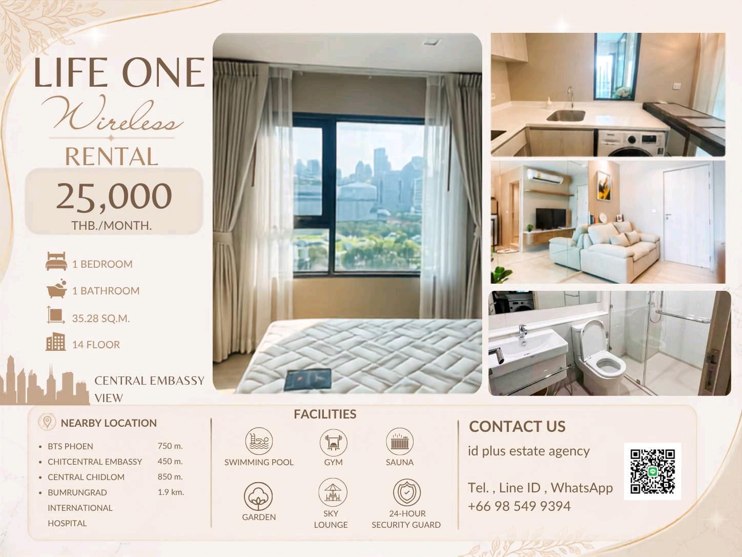 🏢 Condo room for Rent | Life One wireless @🚶🏻♂️walk 7 mins. to BTS Ploenchit @ 📍 Location: Ploenchit 💰 Rental Price: 25k. 📐 Size: 35.28 sq.m 🛏️ Type: 1 bed plus 🏙️ Floor: 14 (Central Embassy view) 🏢 Condo room for Rent | Life One wireless @🚶🏻♂️walk 7 mins. to BTS Ploenchit @ 📍 Location: Ploenchit 💰 Rental Price: 25k. 📐 Size: 35.28 sq.m 🛏️ Type: 1 bed plus 🏙️ Floor: 14 (Central Embassy view)