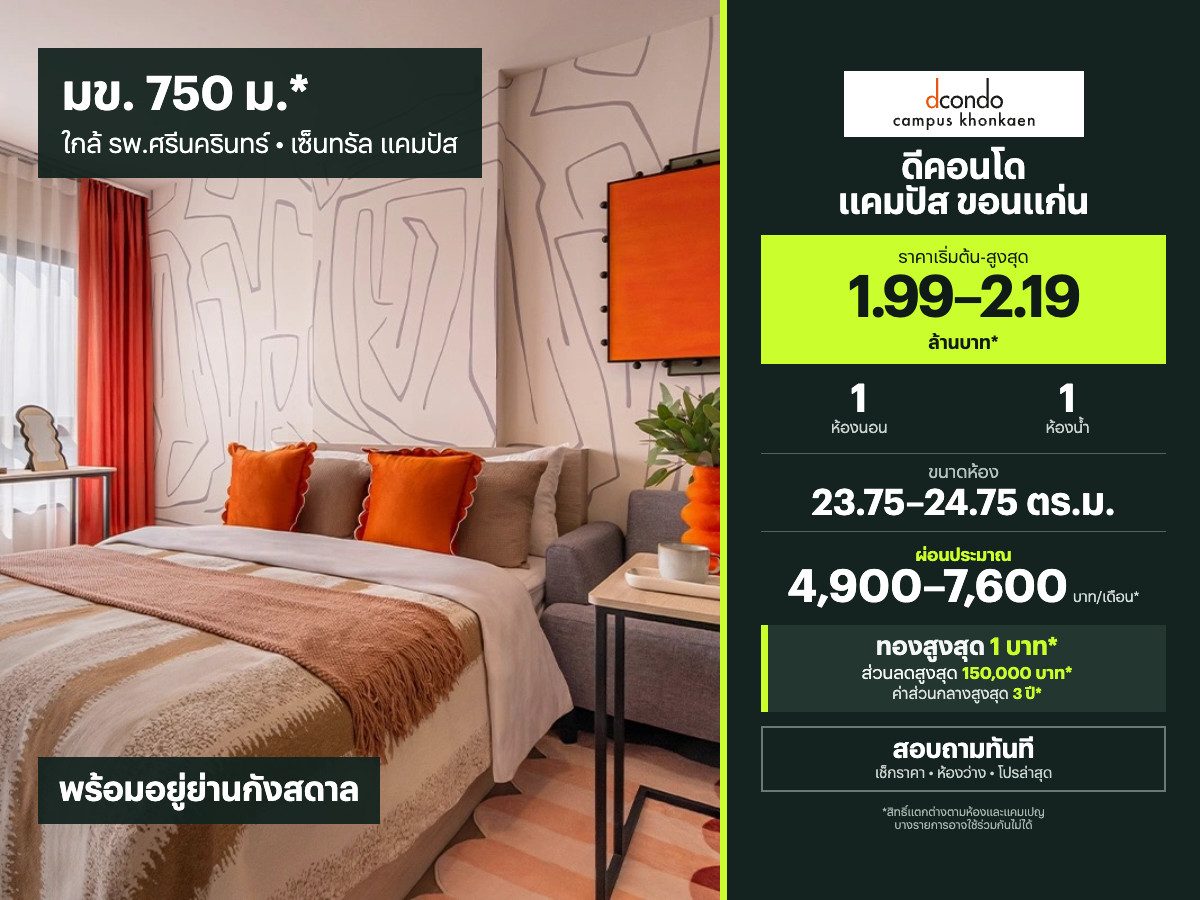 Dcondo Campus Khon Kaen for sale | 23.75–24.75 sq.m. Dcondo Campus Khon Kaen for sale | 23.75–24.75 sq.m.