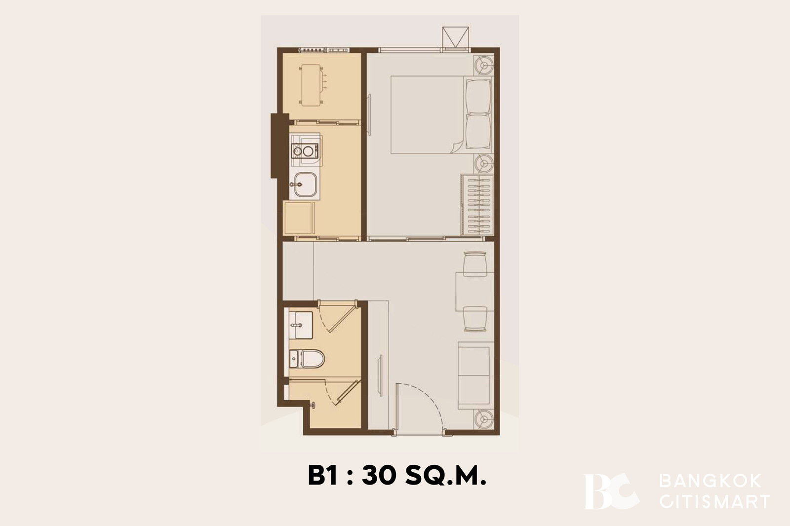 ห้องวิวสระว่ายน้ำ Life Sathorn-Narathiwas 22 (1 Bed 30 sq.m.) – รูปที่ 3