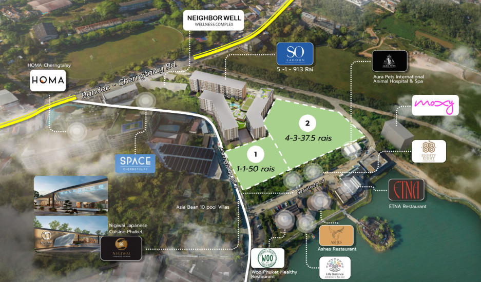 Land in a potential location, Phuket, Choeng Thale (can be divided into plots), near Bang Tao Beach and Laguna.