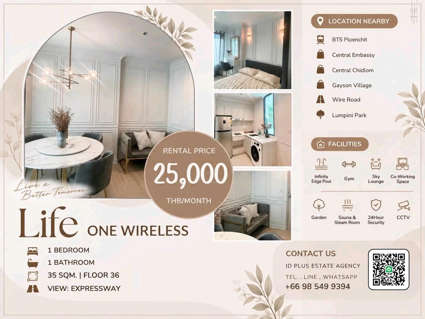 🏢 Condo room for Rent | Life One wireless @🚶🏻♂️walk 7 mins. to BTS Ploenchit @ 📍 Location: Ploenchit 💰 Rental Price: 25k. 📐 Size: 35 sq.m 🛏️ Type: 1 bedroom 1 bathroom 🏙️ Floor: 36 (expressway view) 🏢 Condo room for Rent | Life One wireless @🚶🏻♂️walk 7 mins. to BTS Ploenchit @ 📍 Location: Ploenchit 💰 Rental Price: 25k. 📐 Size: 35 sq.m 🛏️ Type: 1 bedroom 1 bathroom 🏙️ Floor: 36 (expressway view)