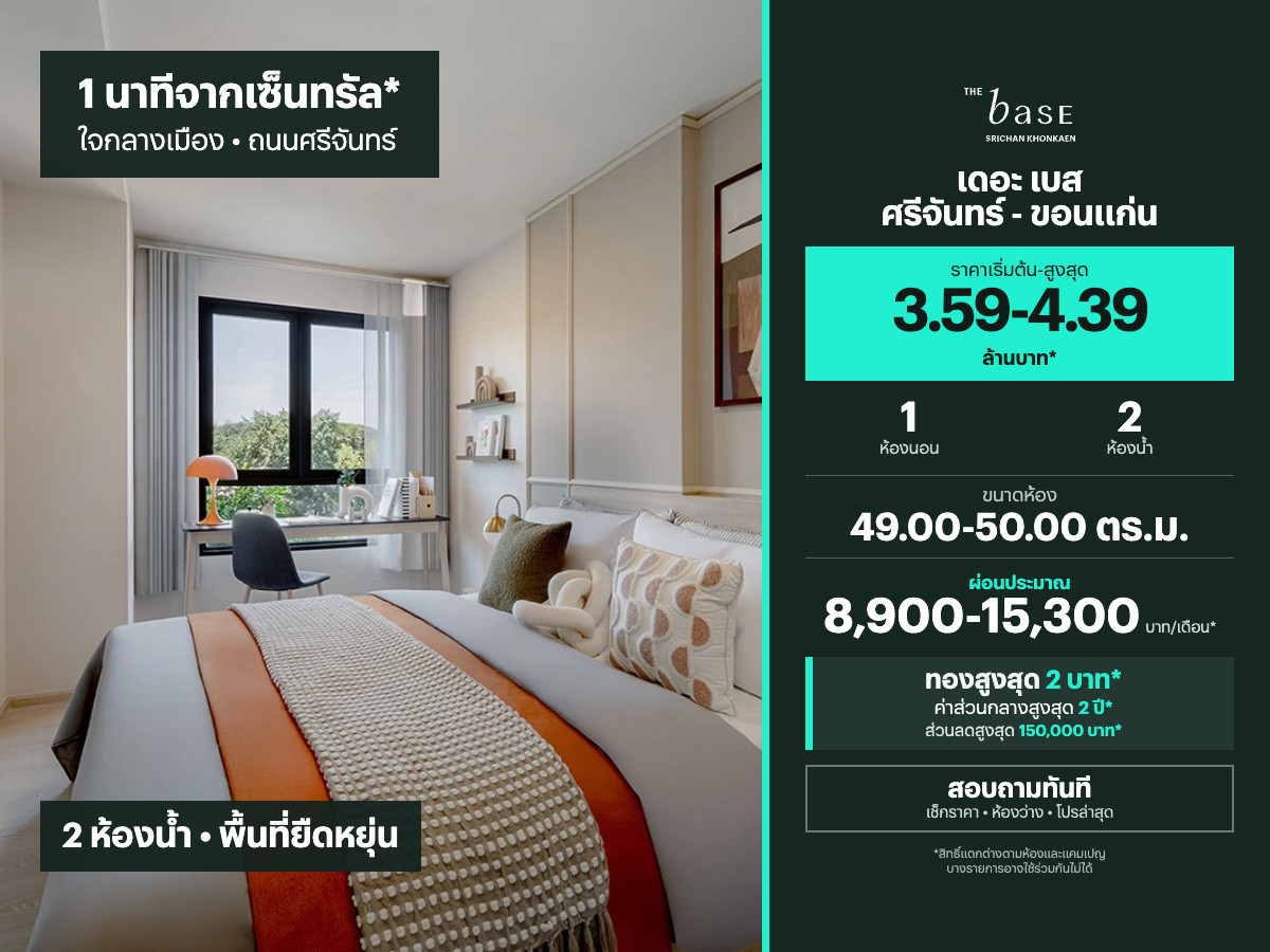 THE BASE Srichan - Khonkaen for sale | 49.00-50.00 sq.m. THE BASE Srichan - Khonkaen for sale | 49.00-50.00 sq.m.