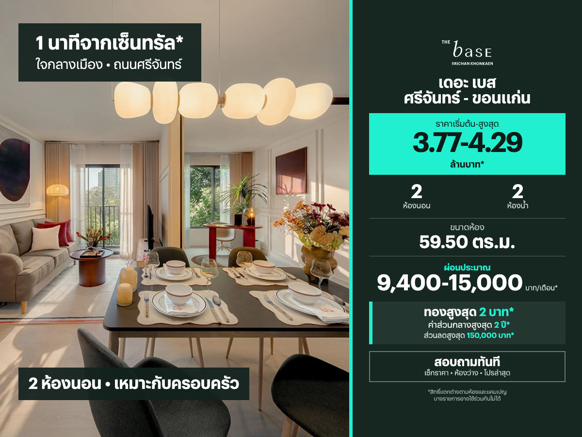 THE BASE Srichan - Khonkaen for sale | 59.50 sq.m. THE BASE Srichan - Khonkaen for sale | 59.50 sq.m.