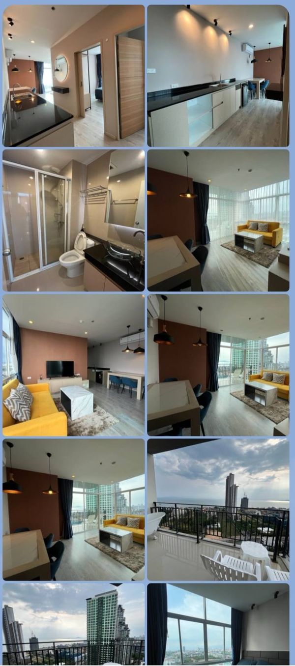 🔥 Condo for rent AD Grand Jomtien 🔥 📍 Size 55 square meters | 2 bedrooms | 1 bathroom | Corner room, largest size of the project.