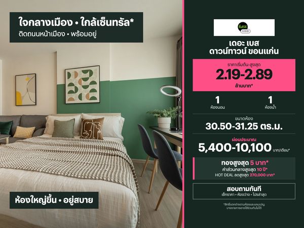 THE BASE Downtown Khonkaen for sale | 30.50-31.25 sq.m.