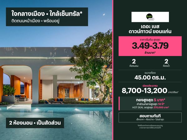 ขายคอนโด เดอะ เบส ดาวน์ทาวน์ ขอนแก่น 45.00 ตร.ม.