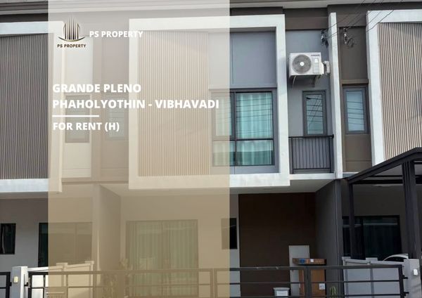Townhouse for rent 📍 Grande Pleno Phaholyothin - Vibhavadi 📍 3 bedrooms, 2 bathrooms; fully furnished and equipped with appliances.