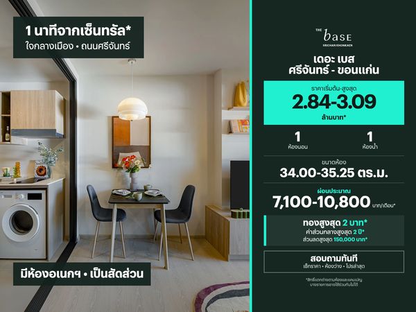 THE BASE Srichan - Khonkaen for sale | 34.00-35.25 sq.m.