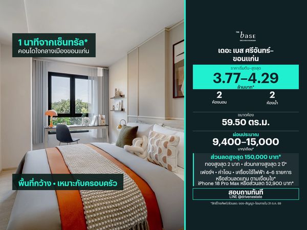 ขายคอนโด เดอะ เบส ศรีจันทร์–ขอนแก่น 59.50 ตร.ม.