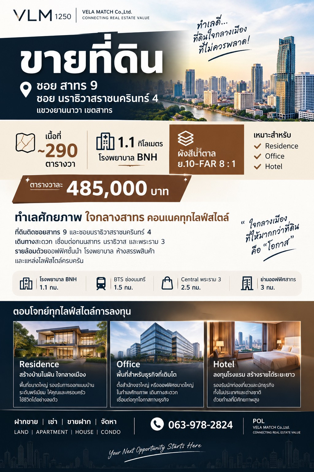 VLM 1250 | ขายที่ดินสาทร 9 | เหมาะพัฒนา Office / Hotel VLM 1250 | ขายที่ดินสาทร 9 | เหมาะพัฒนา Office / Hotel