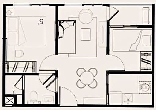 VIVERE (Sukhumvit 72) 38.29 sq m. • 2 bedrooms (5 foot bed, 3.5 foot bed) 1 bathroom 7th floor VIVERE (Sukhumvit 72) 38.29 sq m. • 2 bedrooms (5 foot bed, 3.5 foot bed) 1 bathroom 7th floor