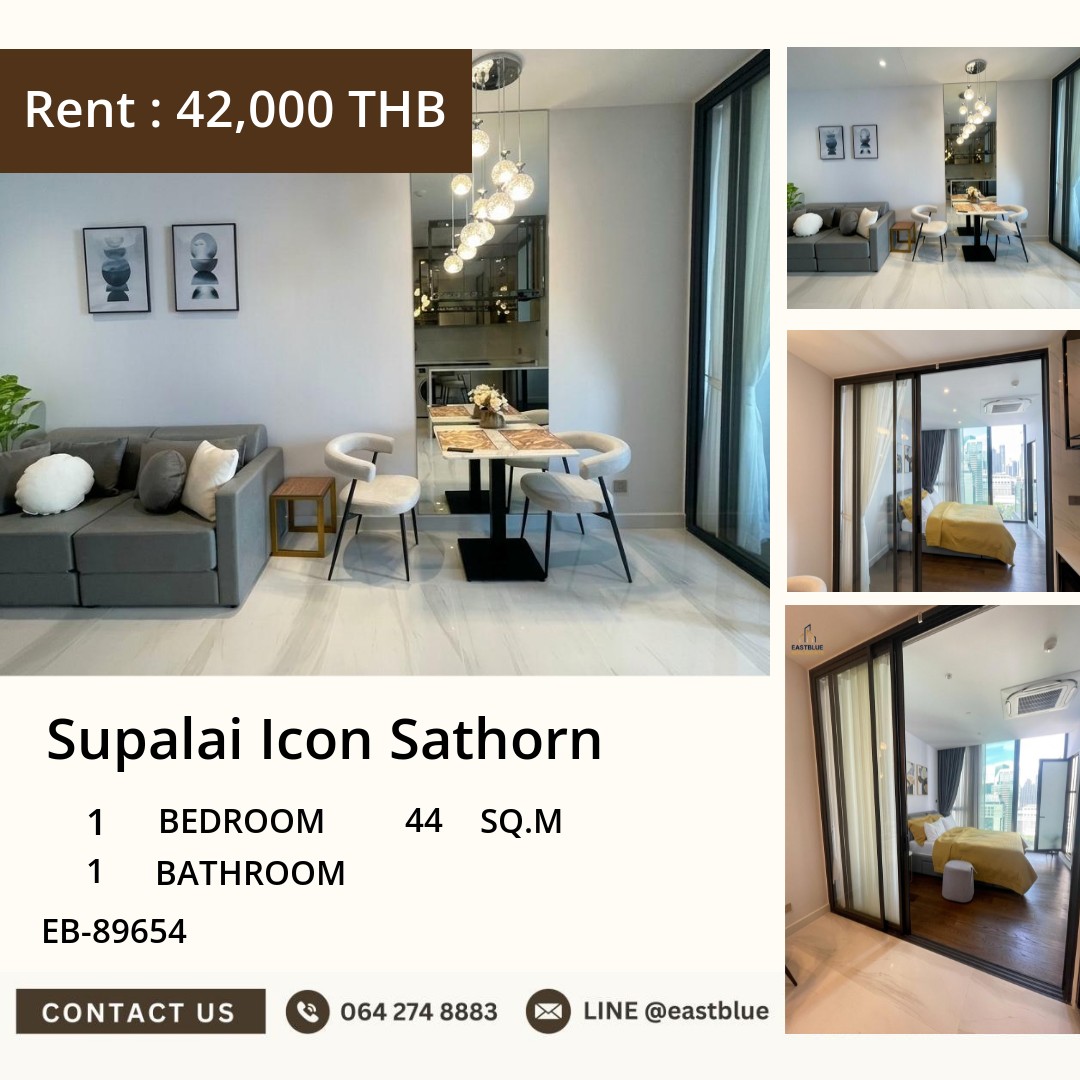 ให้เช่า Supalai Icon Sathorn 1 นอน 44 ตร.ม. ใกล้ BTS ช่องนนทรี 42,000/เดือน 0642748883 ให้เช่า Supalai Icon Sathorn 1 นอน 44 ตร.ม. ใกล้ BTS ช่องนนทรี 42,000/เดือน 0642748883
