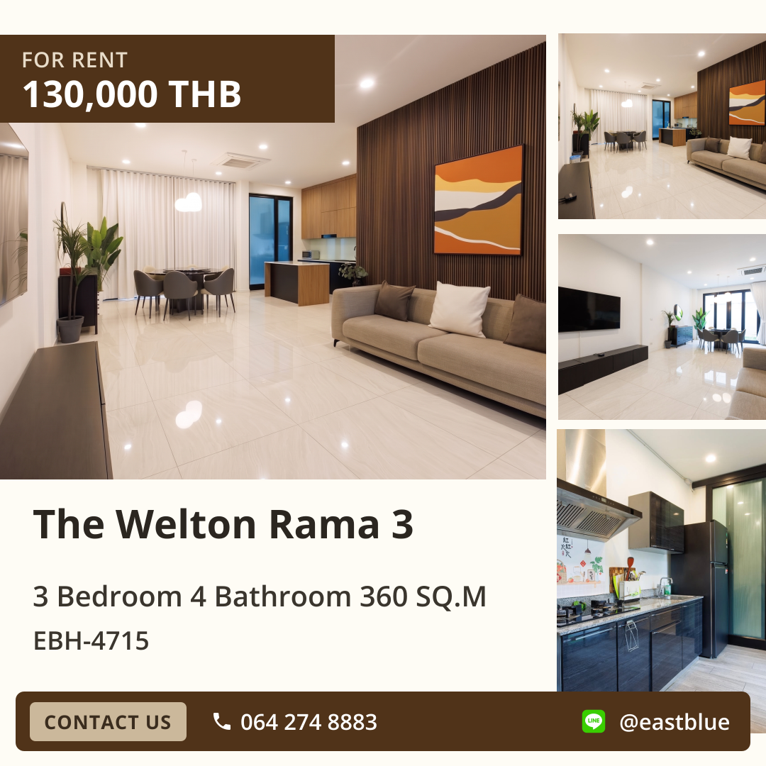 For Rent: The Welton Rama 3 3 Bed 360 sqm 130,000 THB/month