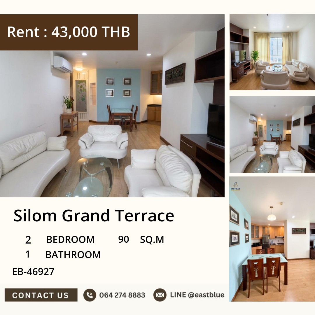🏢 Luxurious 2-Bed Condo at Silom Grand Terrace! 🛌EB-46927 | 90 sqm | 43,000 THB/month✨ Steps to BTS/MRT Sala Daeng & Silom | Unbeatable Facilities 0642748883
