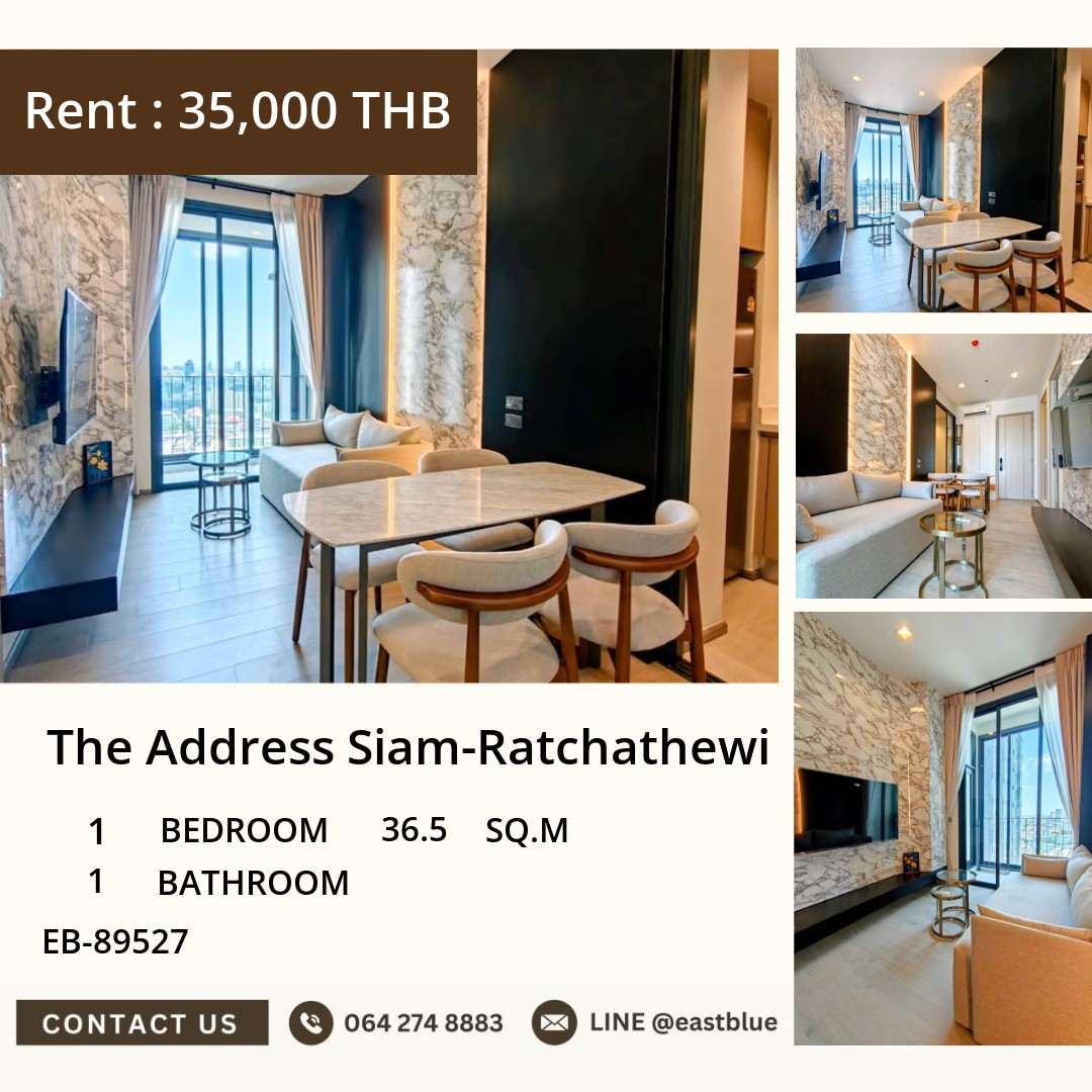 For Rent: Luxury 1-Bedroom Condo at The Address Siam-Ratchathewi 🏙️