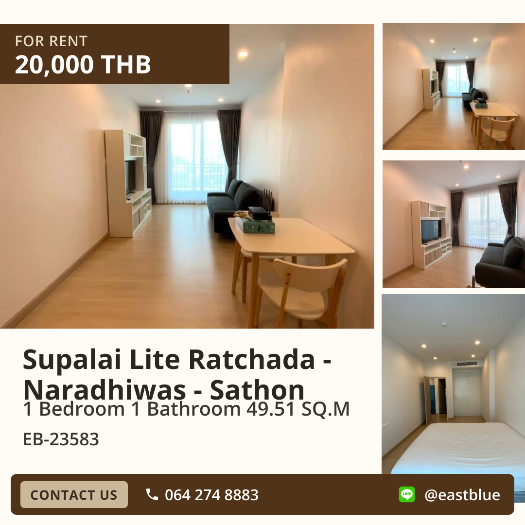 Condo for Rent Supalai Lite Ratchada - Naradhiwas - Sathon near BTS Chong Nonsi 🏙️✨