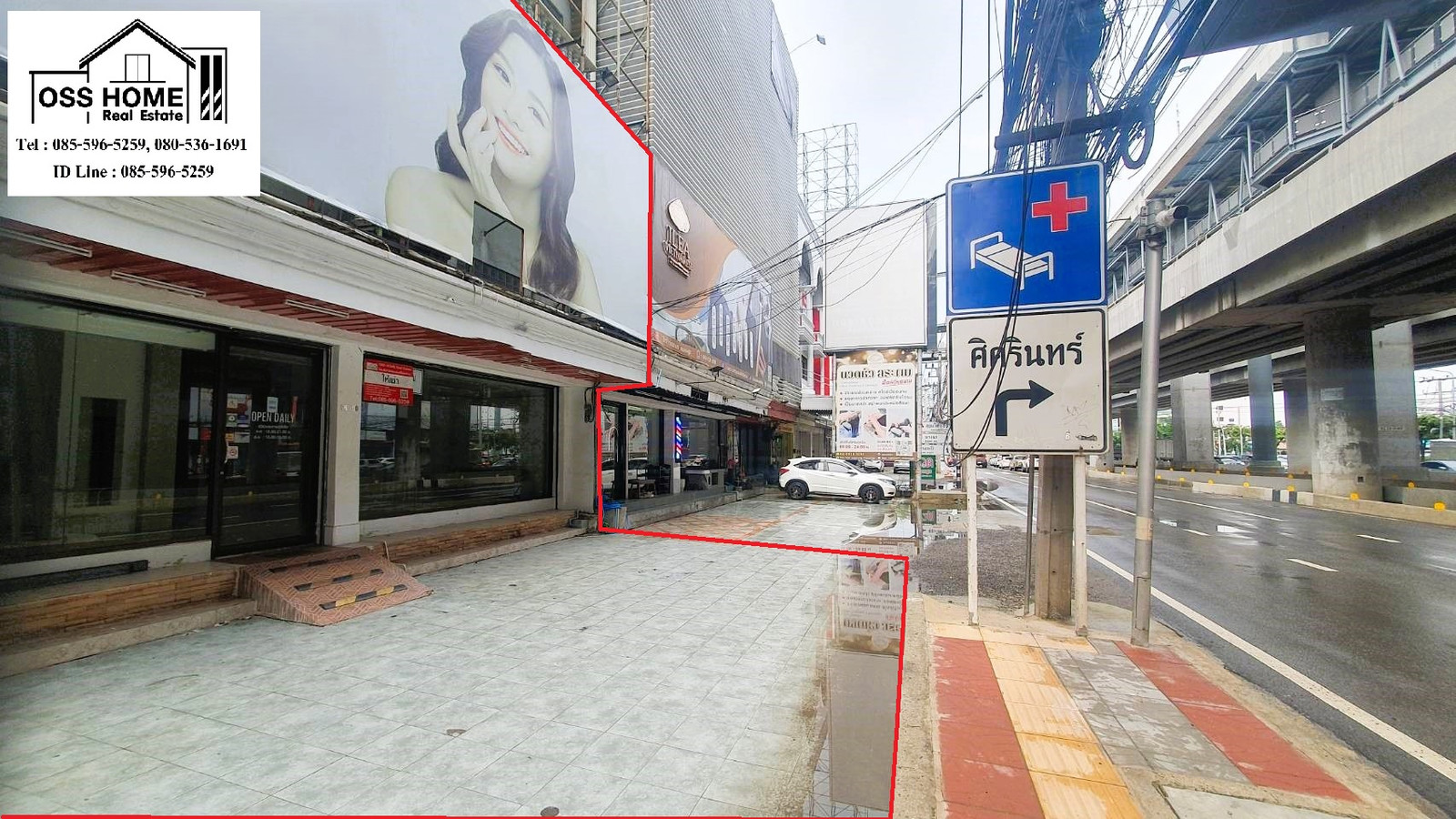 KP062 Commercial building for rent, 1.5 floors, next to the road, 2 units next to the Sri Lasalle Yellow Line, with parking to accommodate customers. medical clinic Its an empty room. Suitable for a beauty clinic. – รูปที่ 2