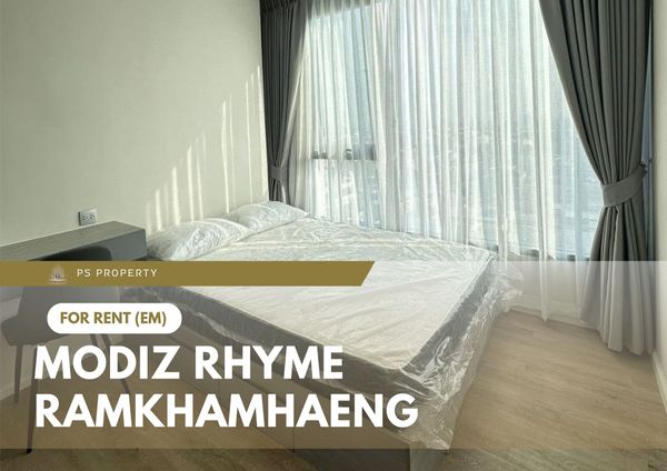 ให้เช่า 🔥 Modiz Rhyme Ramkhamhaeng 🔥 2 ห้องนอน เฟอร์นิเจอร์ และ เครื่องใช้ไฟฟ้าครบ ใกล้ MRT เพียง 80 เมตร 